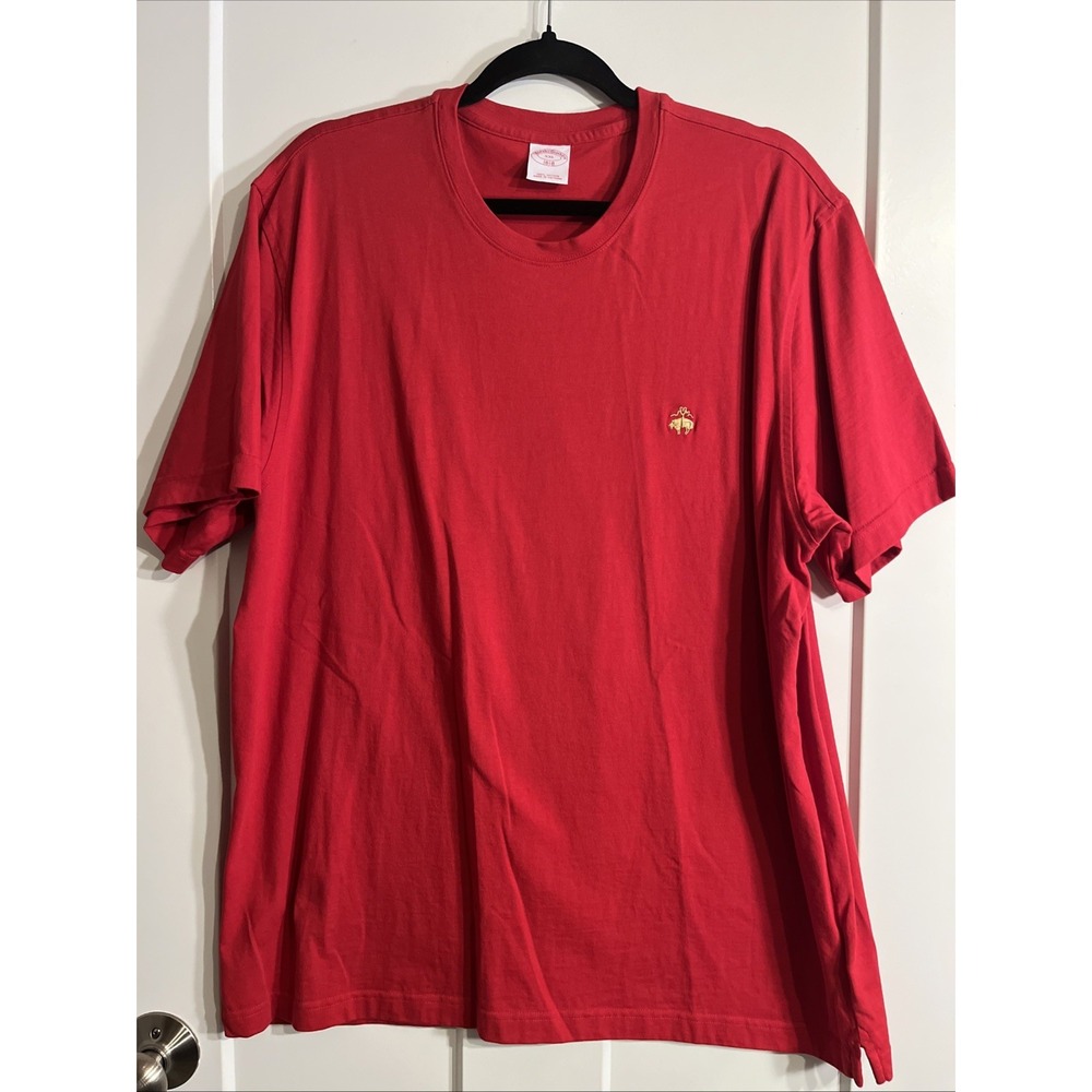 Brooks Brothers Men's TShirt 2XL Short Sleeve Crew Red Yellow Gold 100% Cotton